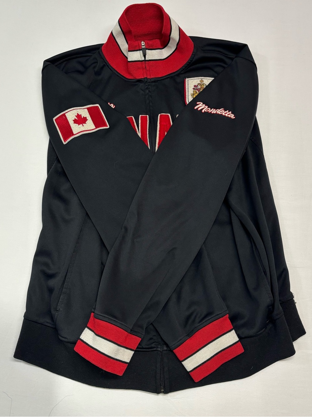 Vintage Mondetta Canada Men's Full-Zip Track Varsity Jacket Black Red Sz XXL 409 - Picture 5 of 6